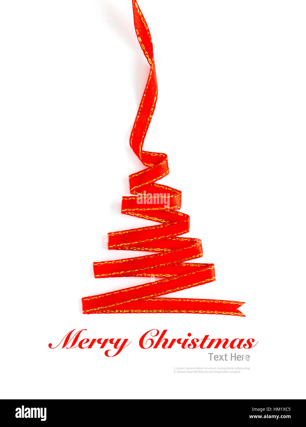 Christmas tree from Shiny red ribbon isolated on white background Stock ...