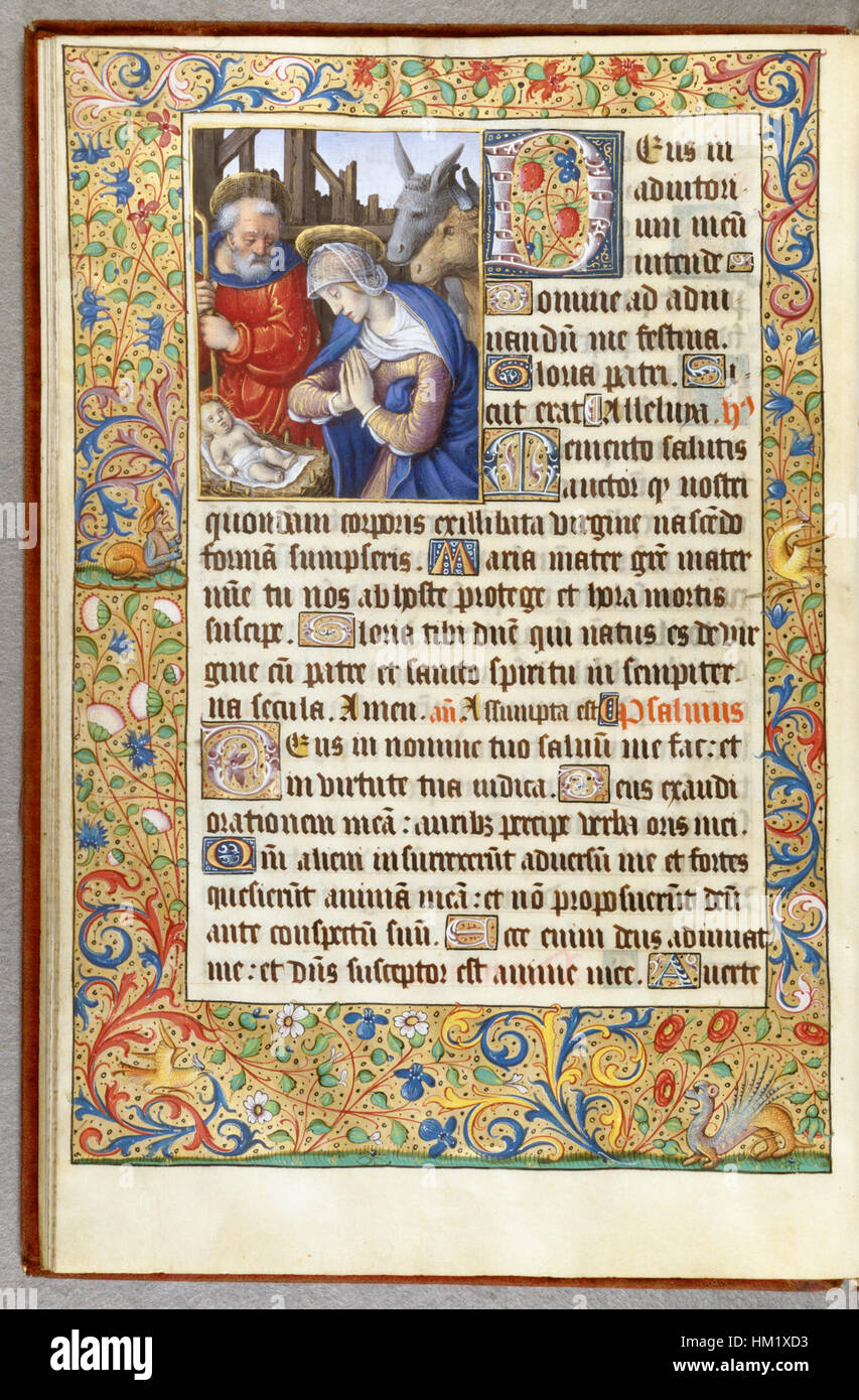 This illuminated manuscript leaf from the Book of Hours by Jean Poyer ...