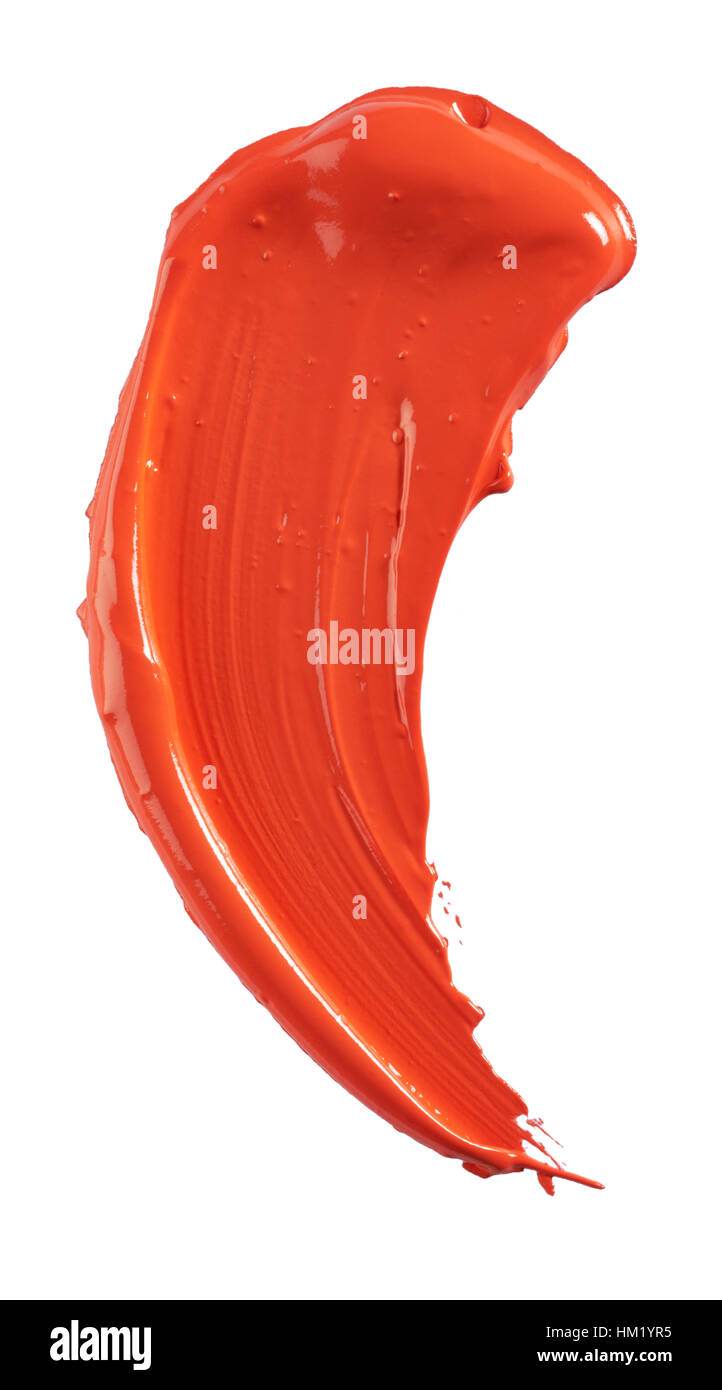 A cut out beauty image of a sample of orange lip gloss. Stock Photo