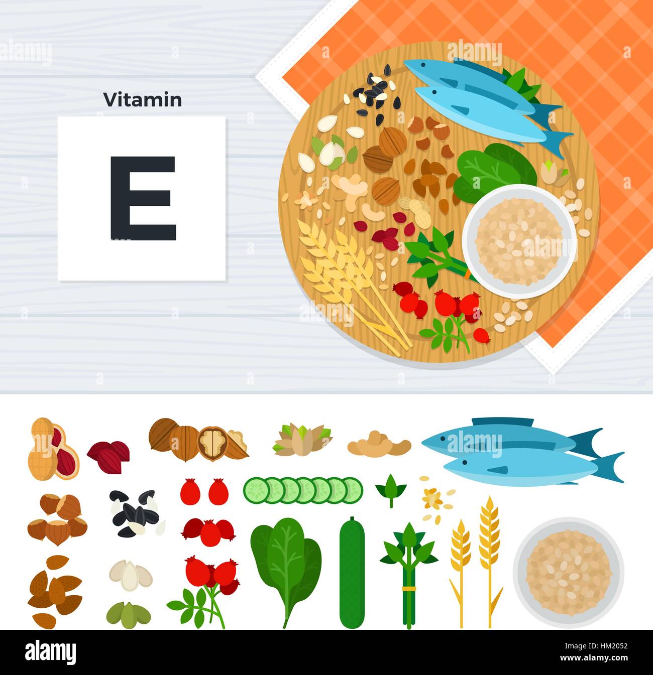 Products with vitamin E Stock Vector