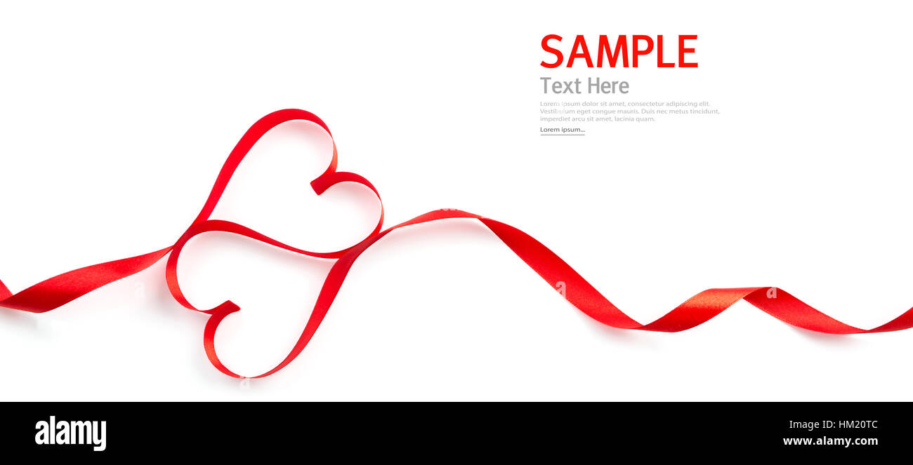 Red heart ribbon isolated on white background Stock Photo - Alamy