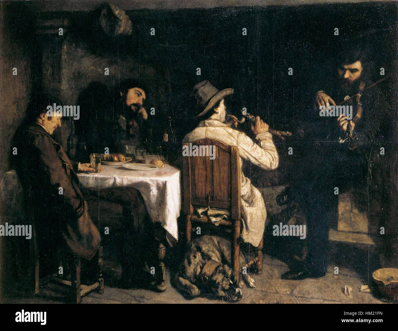 After Dinner at Ornans' by Gustave Courbet is a painting capturing
