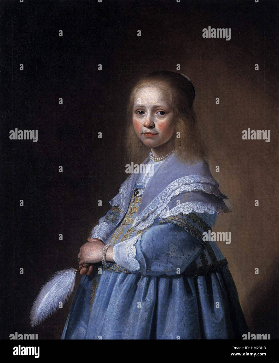 Girl in a Blue Dress' by Johannes Cornelisz. Verspronck is a portrait painting from the 17th century. It exemplifies the Dutch Golden Age, showcasing the artist's skill in capturing fine details of Girl in a Blue Dress' by Johannes Cornelisz. Verspronck is a portrait painting from the 17th century. It exemplifies the Dutch Golden Age, showcasing the artist's skill in capturing fine details of