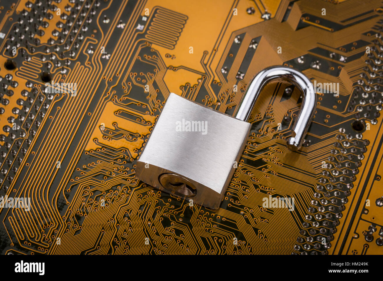 Security lock on computer circuit board hi-res stock photography and ...