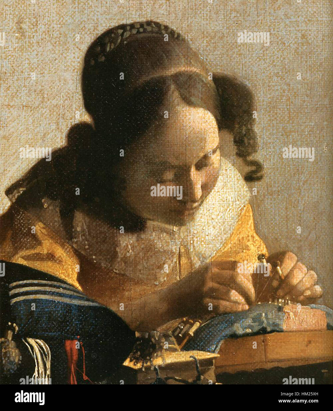 A detailed view of Johannes Vermeer's renowned painting 'The Lacemaker ...