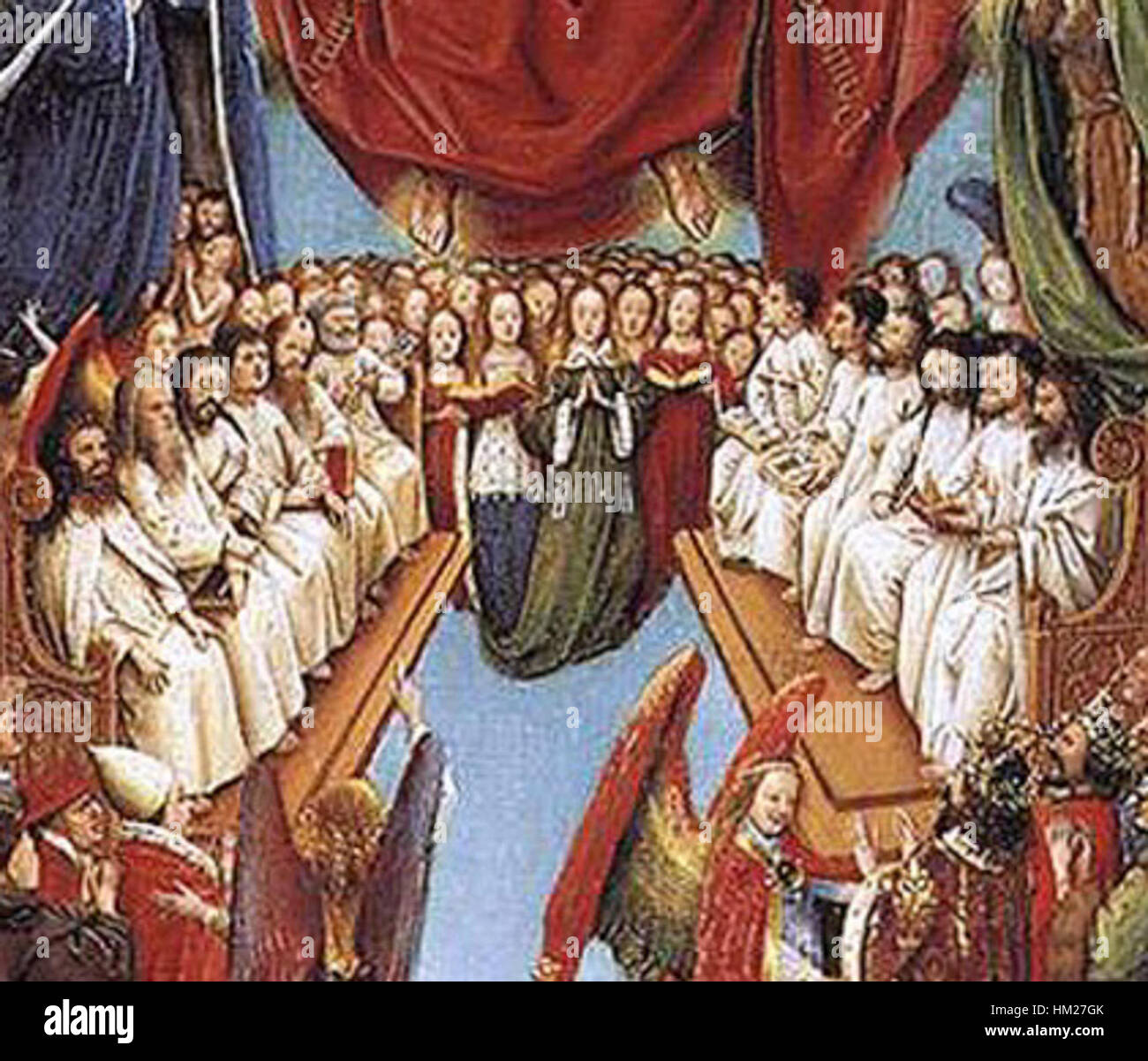 A detailed depiction of the Crucifixion from the right panel of Jan van ...