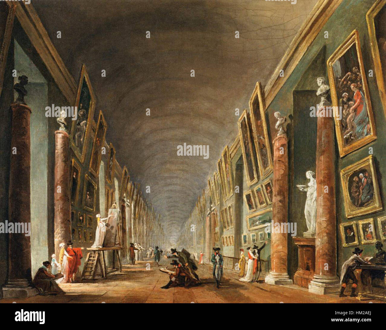 'The Grande Galerie' by Hubert Robert is a renowned painting showcasing ...