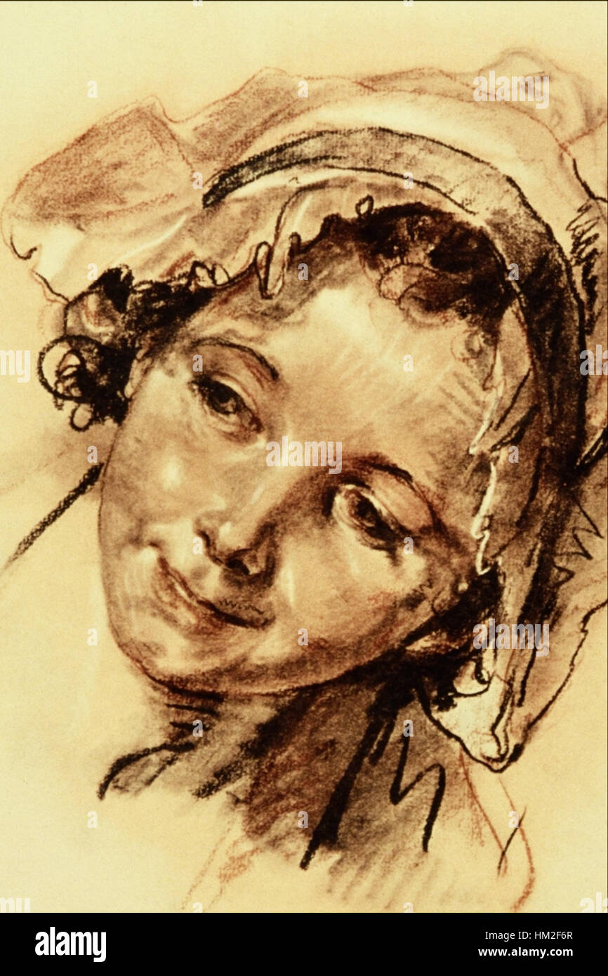 Head of a Girl - Jean Baptiste Greuze Stock Photo
