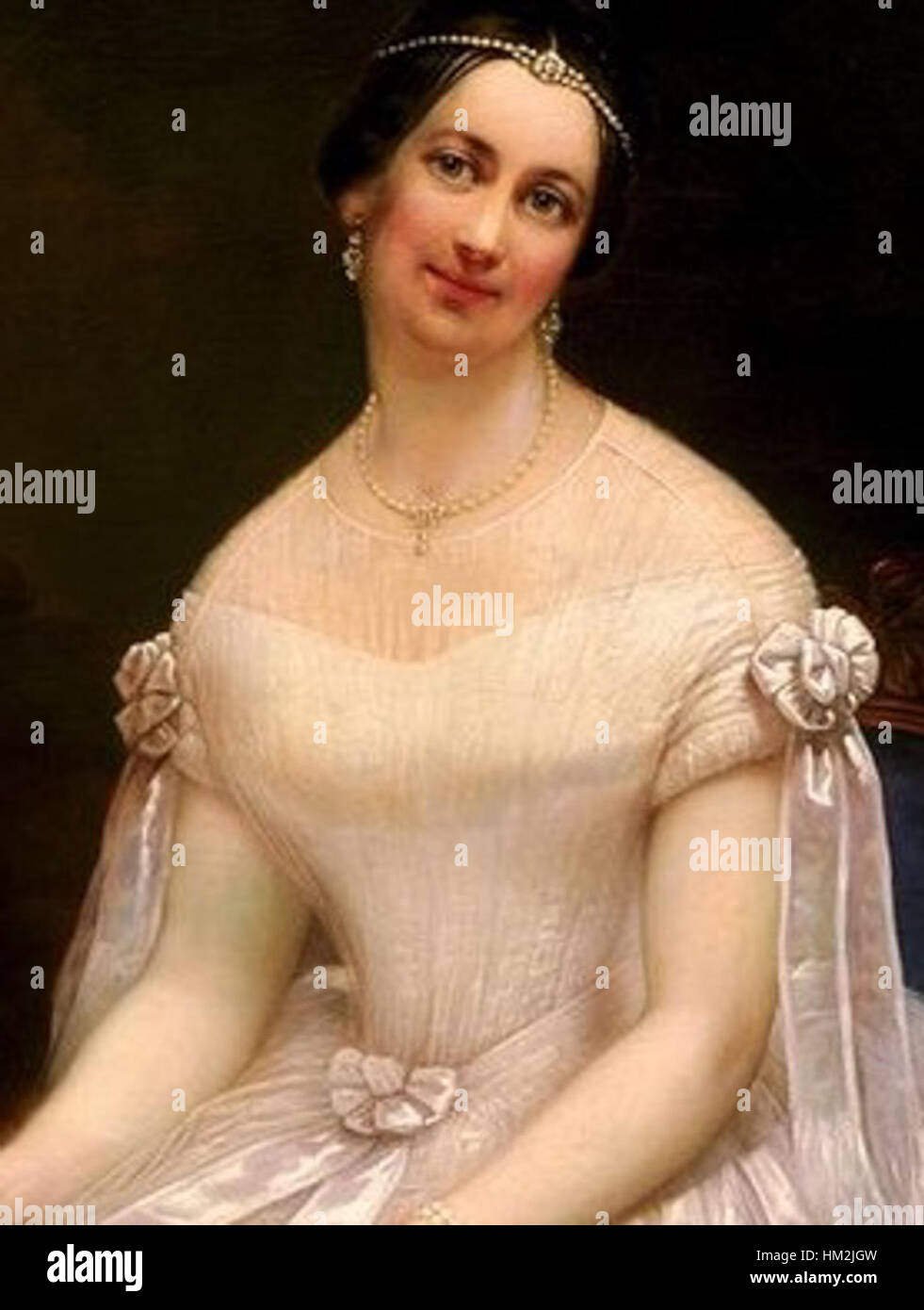 A portrait of Julia Tyler, wife of U.S. President John Tyler, this 19th-century painting captures her elegance and dignified presence as the First Lady of the United States. Stock Photo