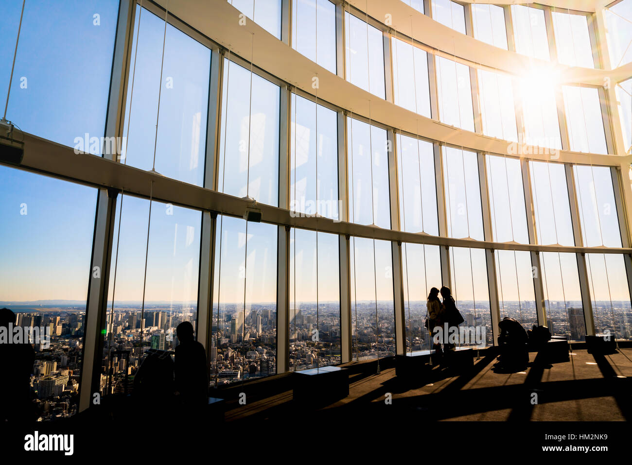 Silhouette people with Observation windows in Tokyo views of ...