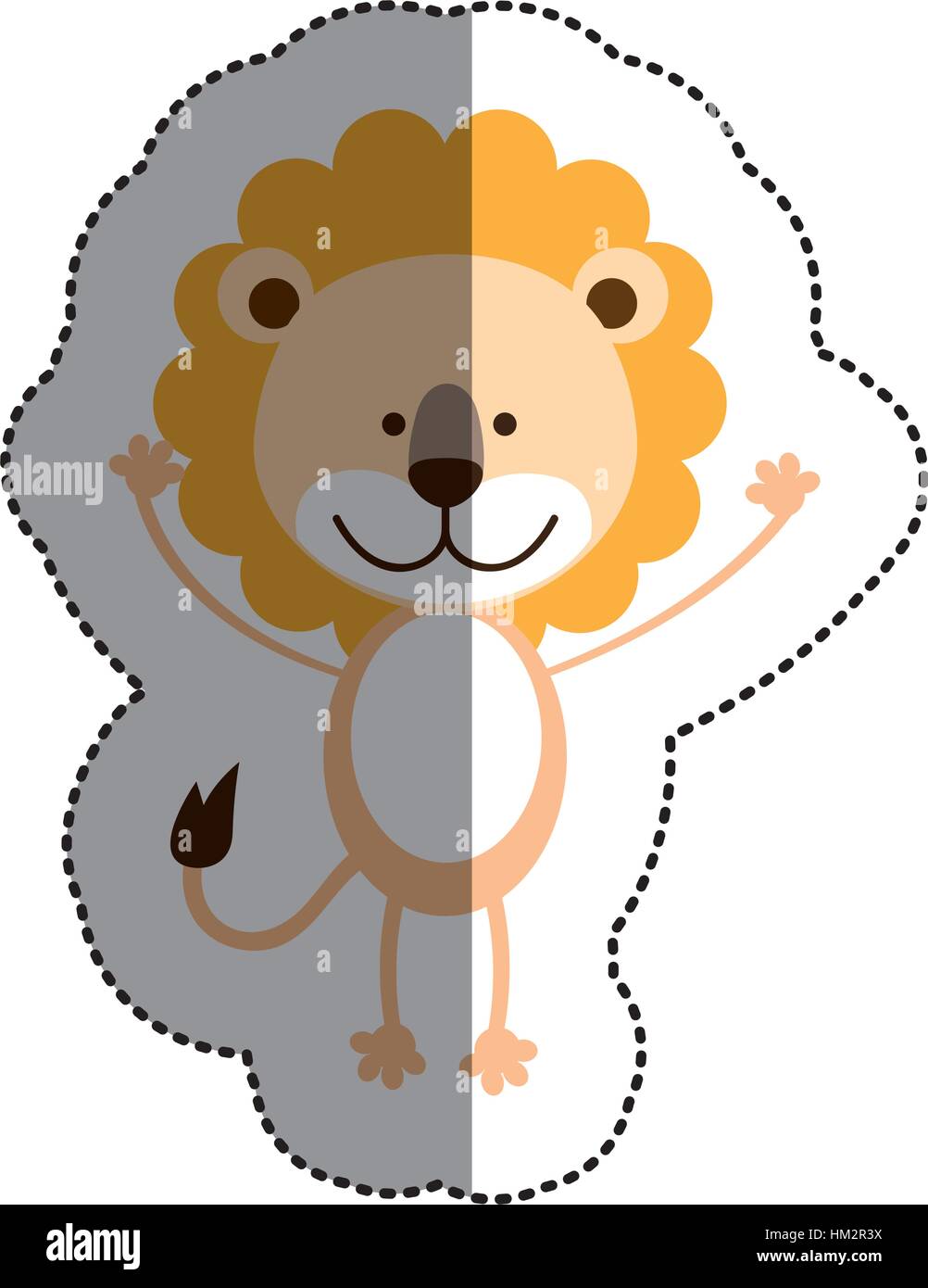 color sticker with lion and middle shadow vector illustration Stock ...