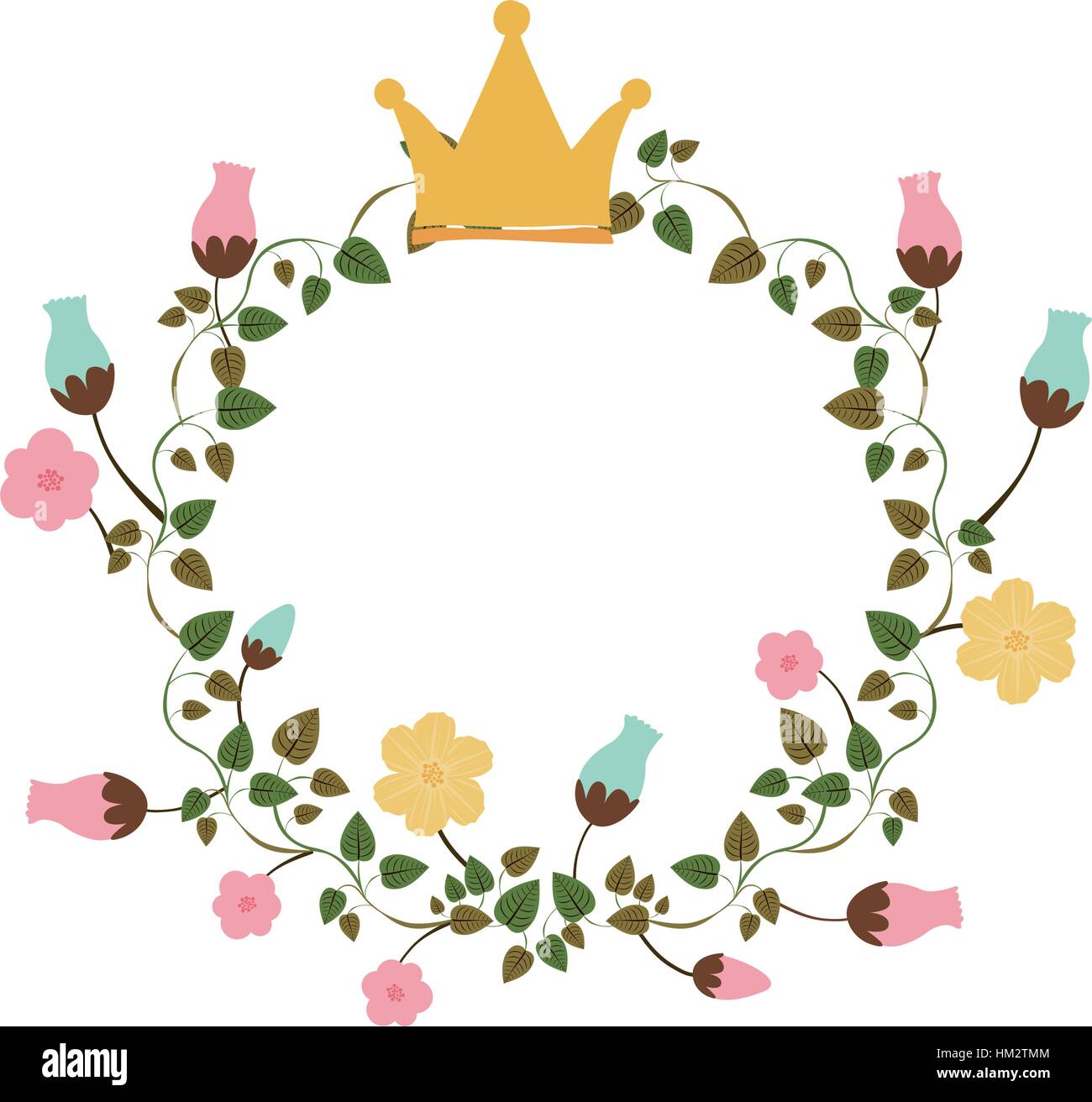 colorful ornament creepers with flowers with crown vector illustration ...