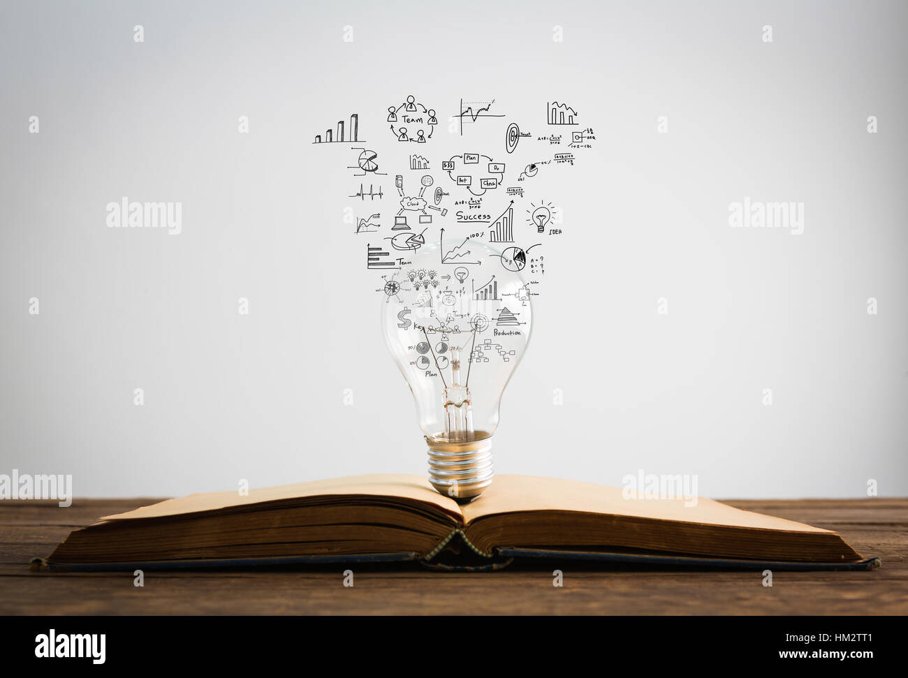 Book and light bulb of business concept Stock Photo - Alamy