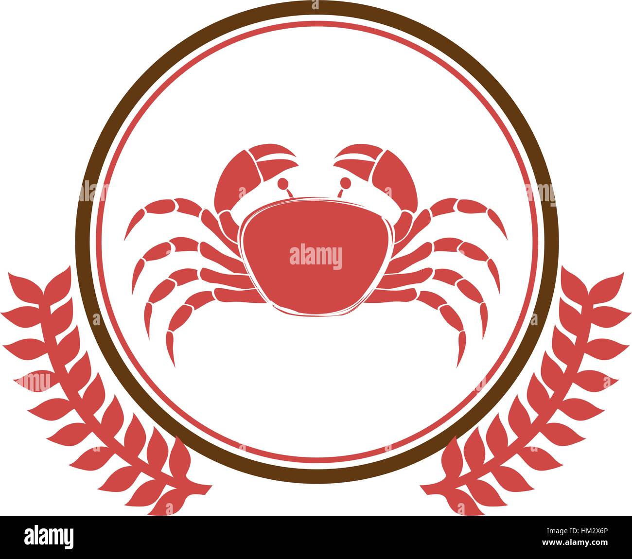circular border with crown branch with crab vector illustration Stock