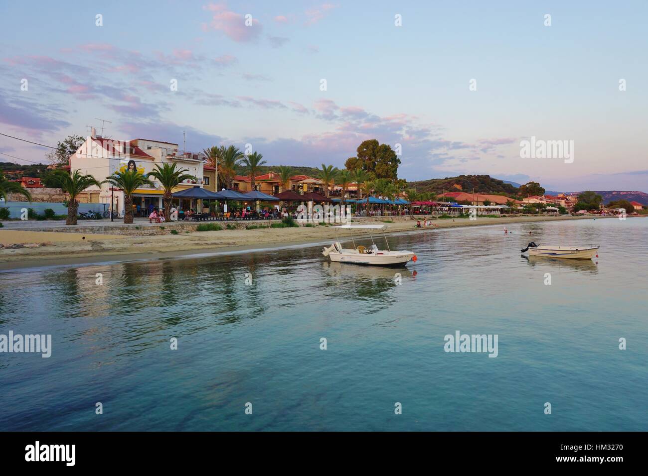 The beach town of Gialova in Messinia in the Peloponnese region of