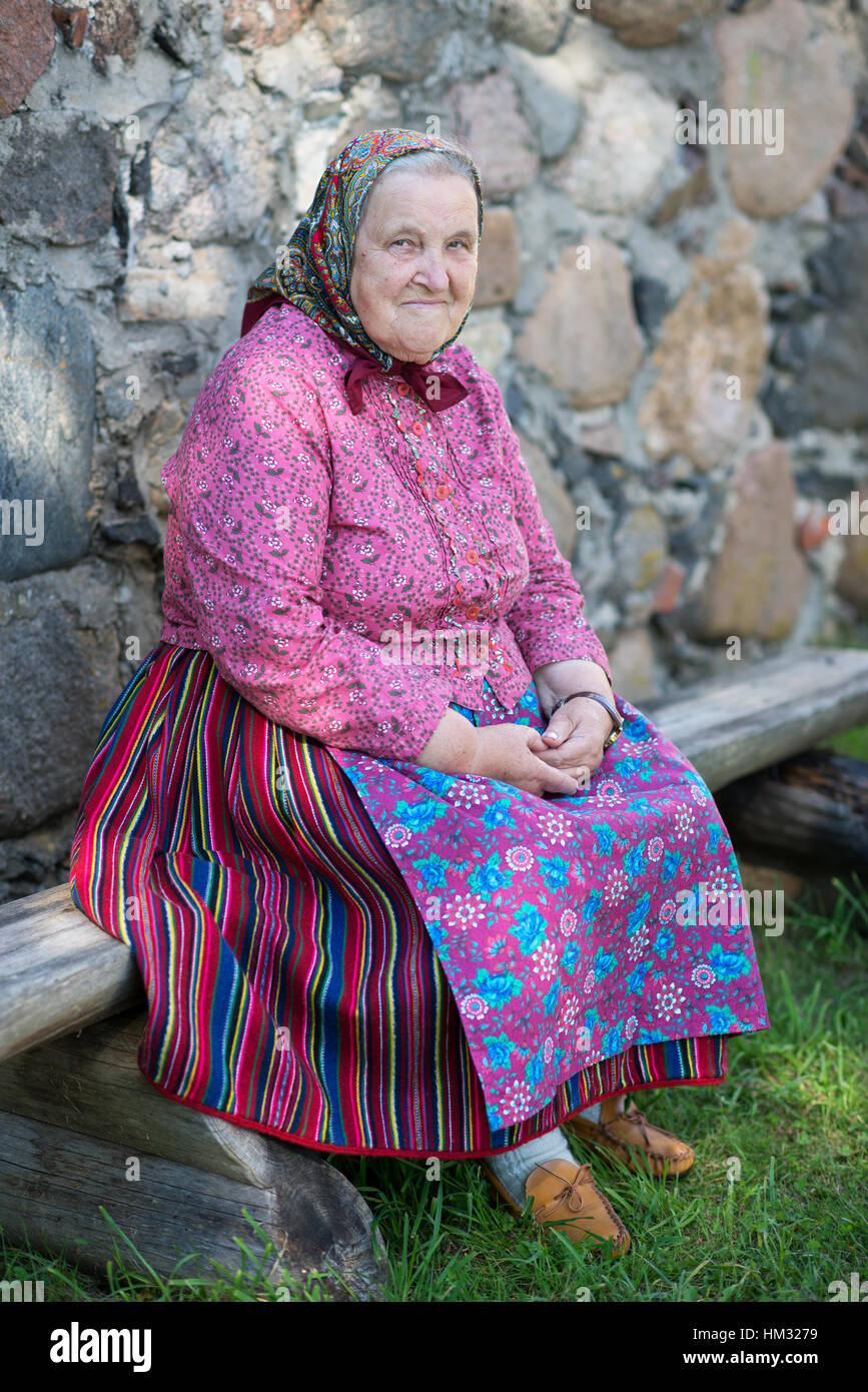 Portrait of an old woman with traditional dress, Kihnu Island, Estonia  Stock Photo - Alamy