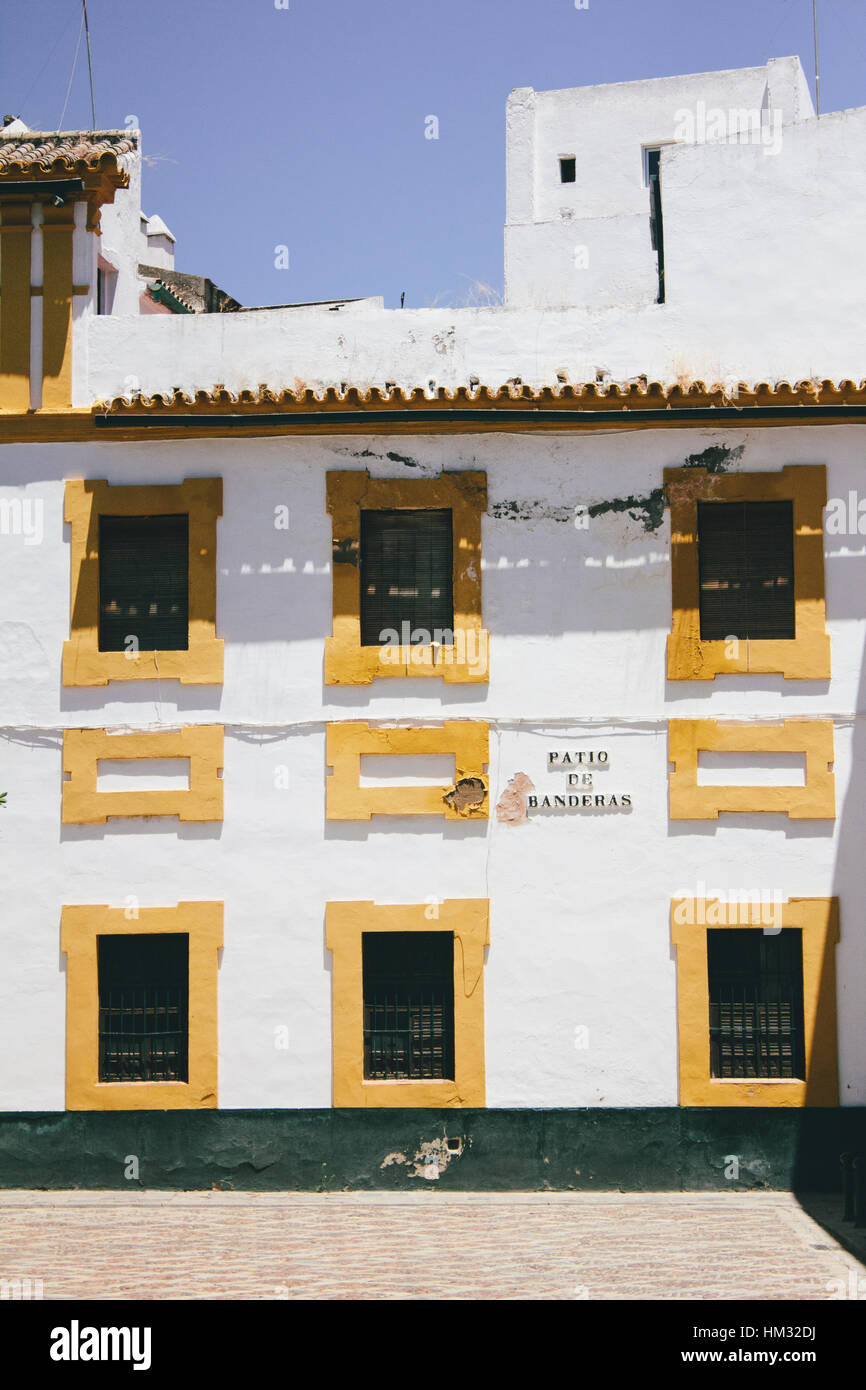 The Facade of a building in Patio De Banderas, Seville, Andalusia, Spain Stock Photo