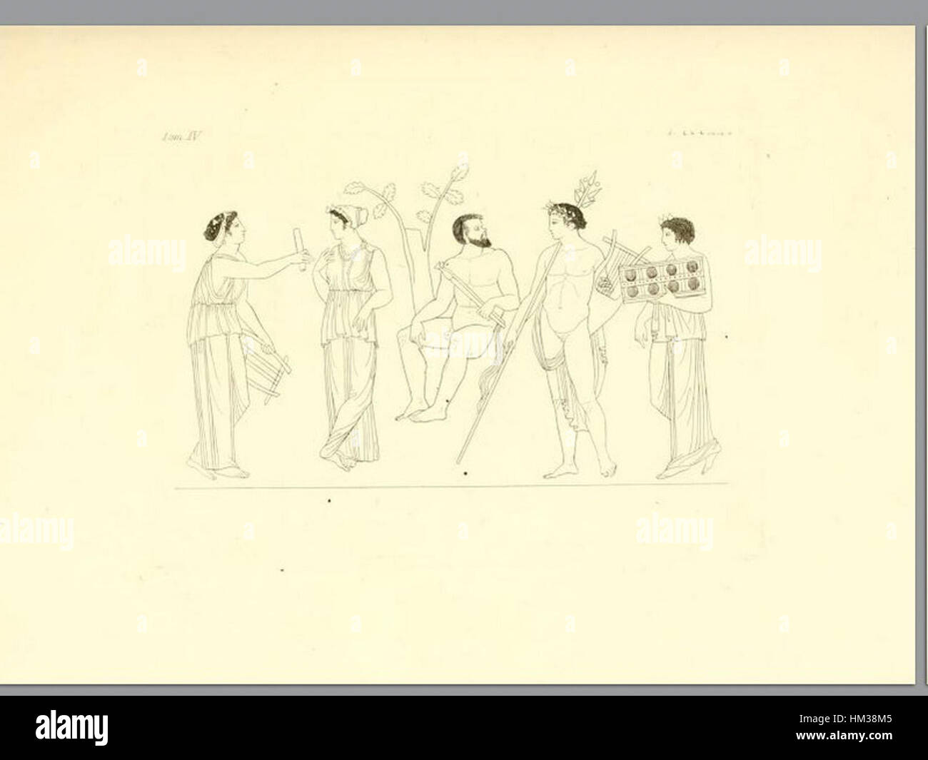 A historical work of art featuring the painted representations of ...