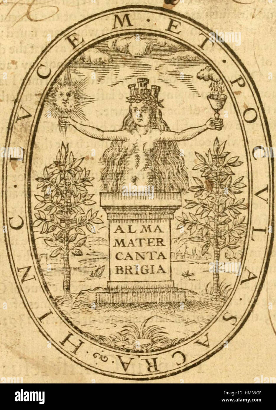 Legate John, Alma Mater Cantabrigia Emblem 1600 (Golden Chaine print) Stock Photo