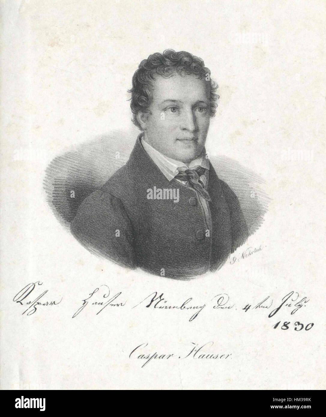 Kaspar Hauser Karlsruher Unterhaltungsblatt 1835 Stock Photo