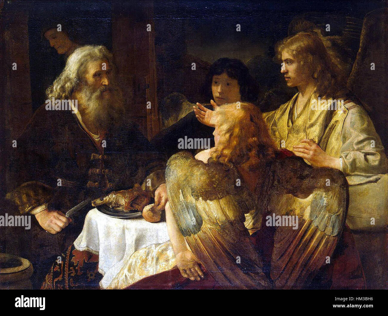Jan Victors or Rembrandt Studio - Abraham and the 3 Angels Stock Photo
