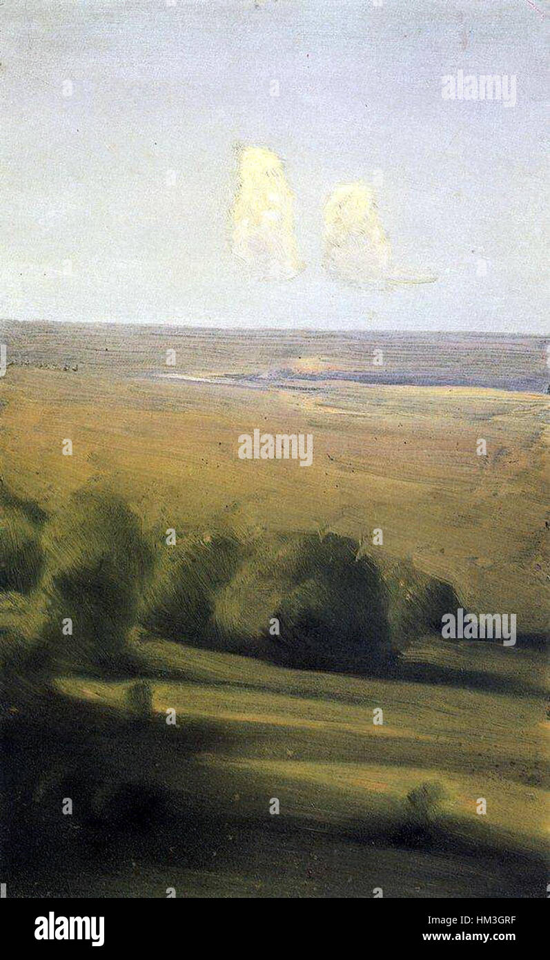 Kuindzhi Evening in steppe 1876 1890 Stock Photo