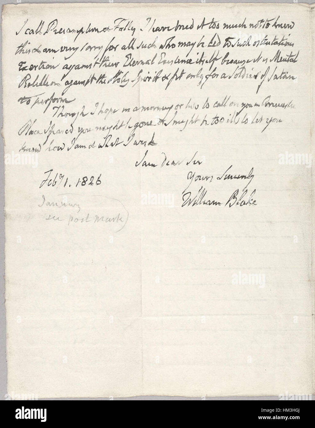 Letter to John Linnell, 31 January 1826, object 3 cont Stock Photo