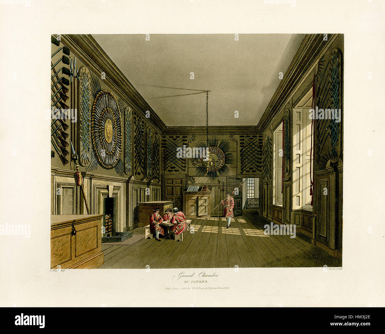 Guard Chamber, St James's Palace, from Pyne's Royal Residences, 1819
