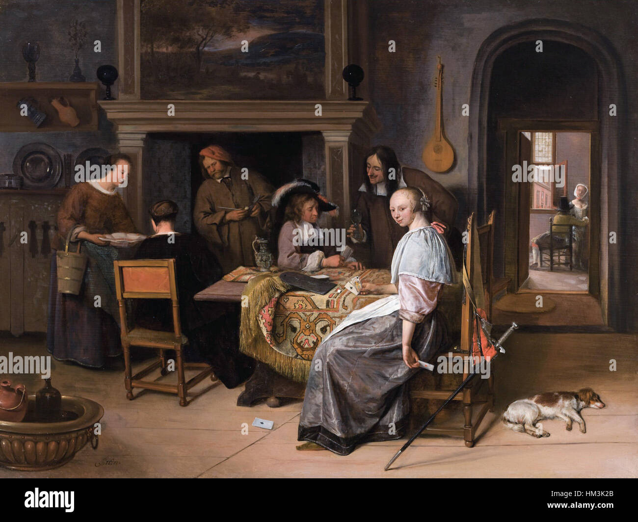 Jan Steen, The Card Players in an Interior Stock Photo - Alamy