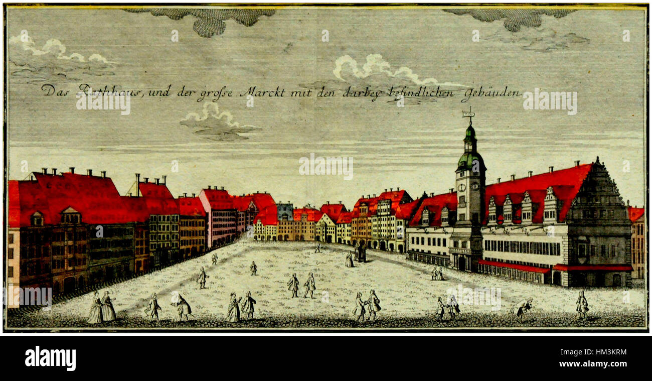 Leipzig Markt 1749 Foto H.-P.Haack Stock Photo