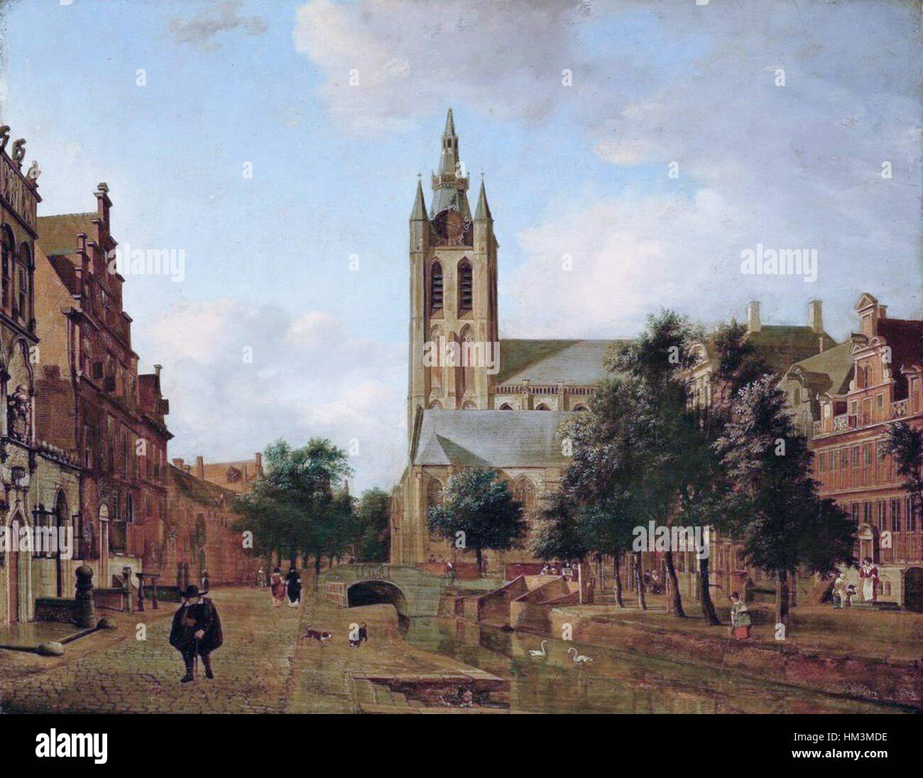 Oude Jan Delft Kerk Jan van der Heyden - The Oude Kerk on the Oude Delft in Delft Stock