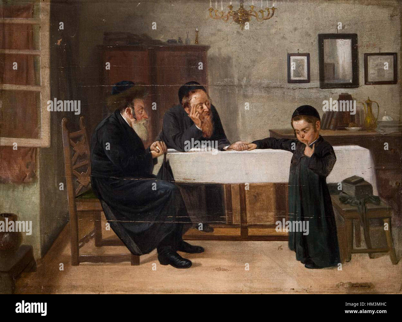 Interieur mit Rabbiner Vater und Sohn Stock Photo