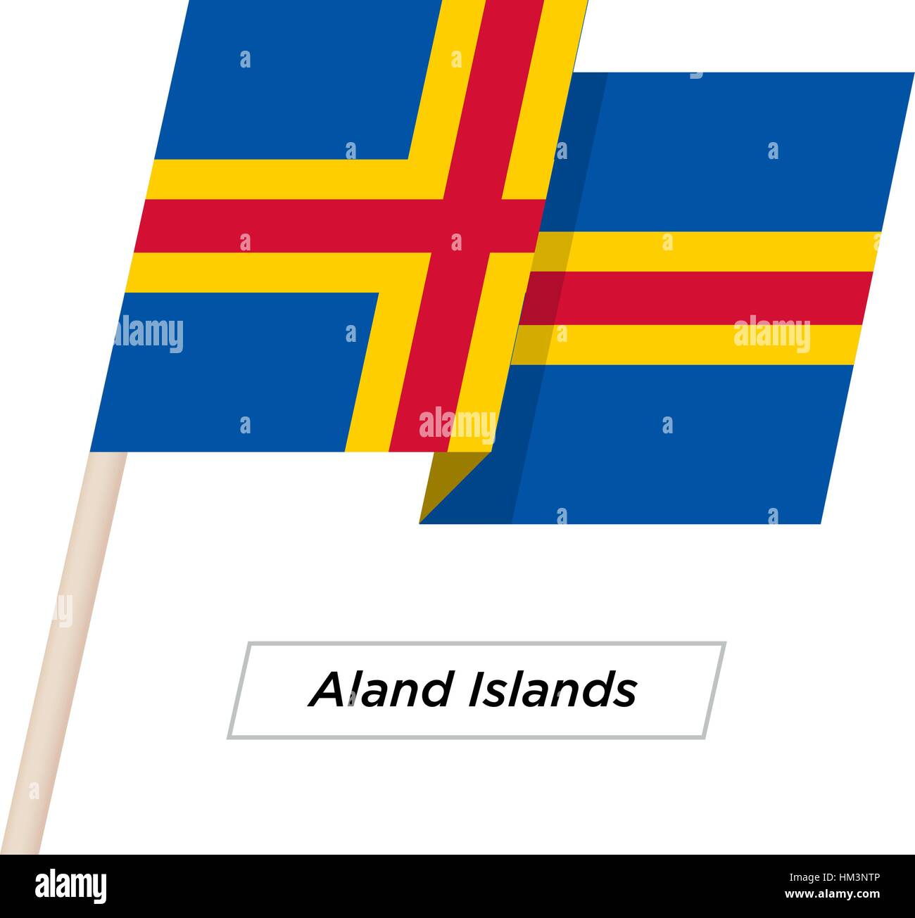 Aland Island Ribbon Waving Flag Isolated on White. Vector Illustration. Stock Vector