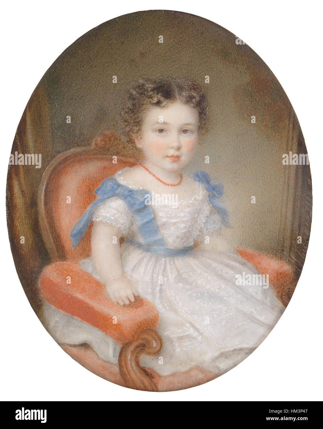 Johann Richard Schwager Bildnis eines Knaben mit roter Halskette 1864 Stock Photo