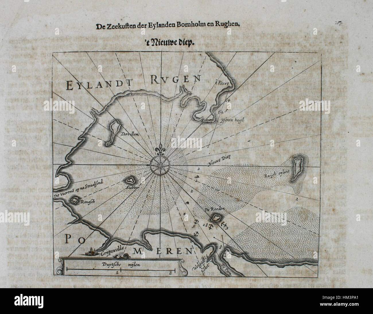 Greifswalder Bodden - Karte von 1623 Stock Photo - Alamy