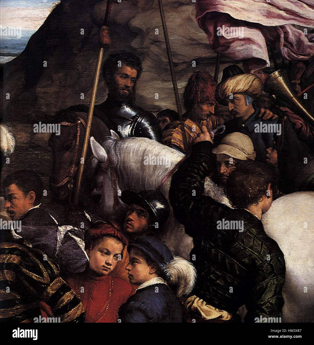 Detail of 'Adoration of the Kings' by Jacopo da Ponte, depicting a ...