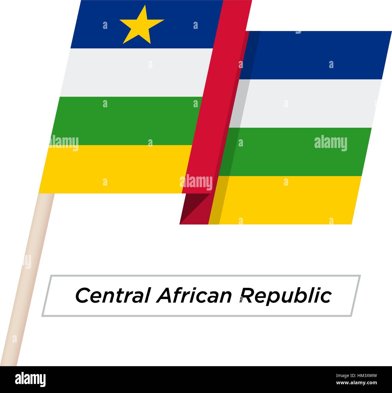 Central African Republic Ribbon Waving Flag Isolated on White. Vector Illustration. Stock Vector
