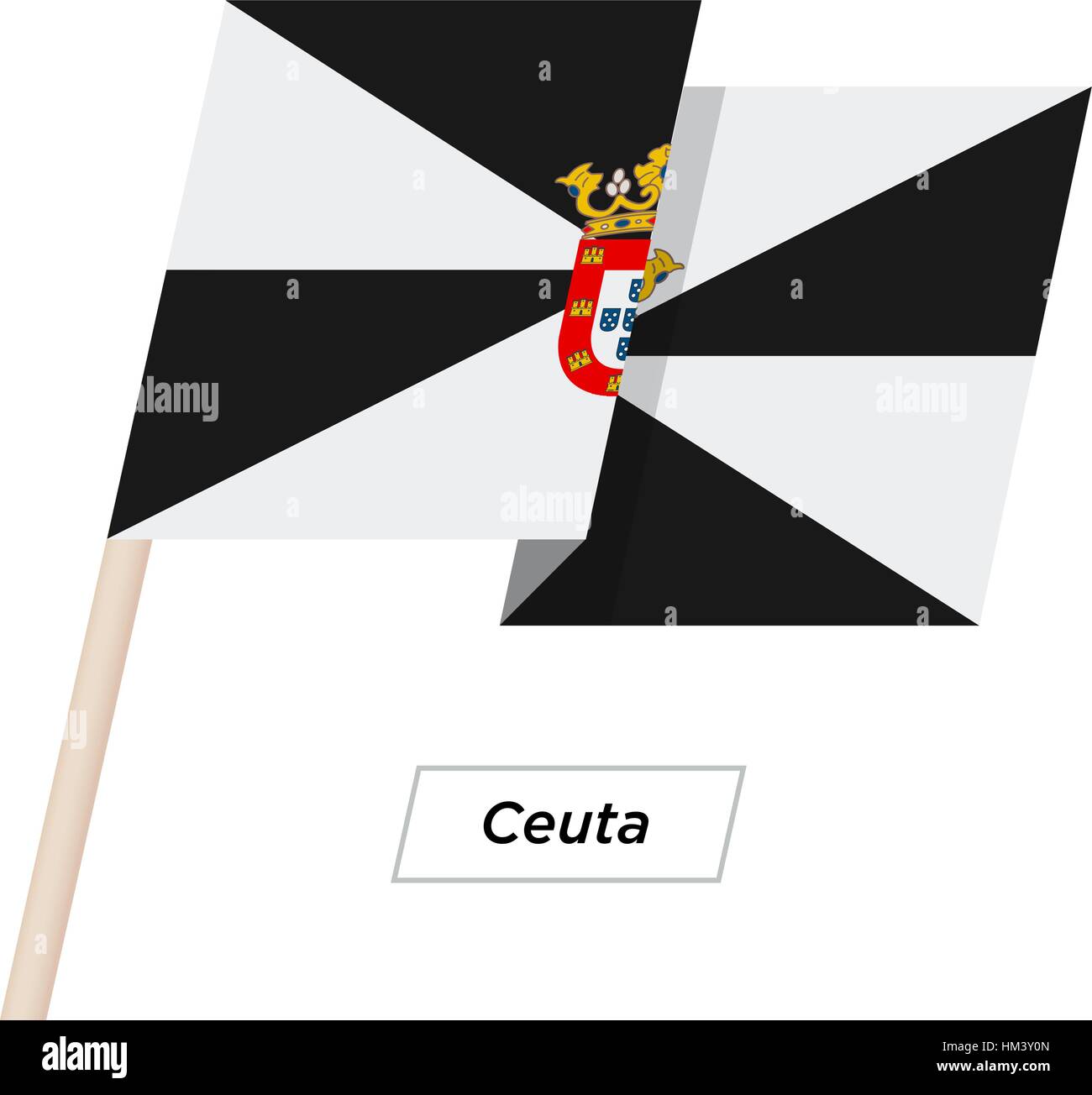 Ceuta Ribbon Waving Flag Isolated on White. Vector Illustration. Stock Vector