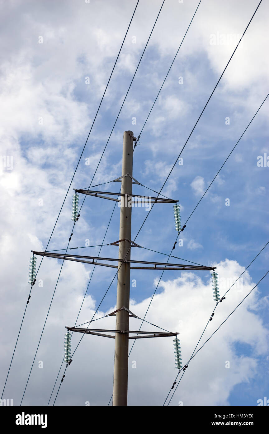 Electricity Pylon Over Cloudy Sky, Vertical, Summer Clouds Stock Photo ...