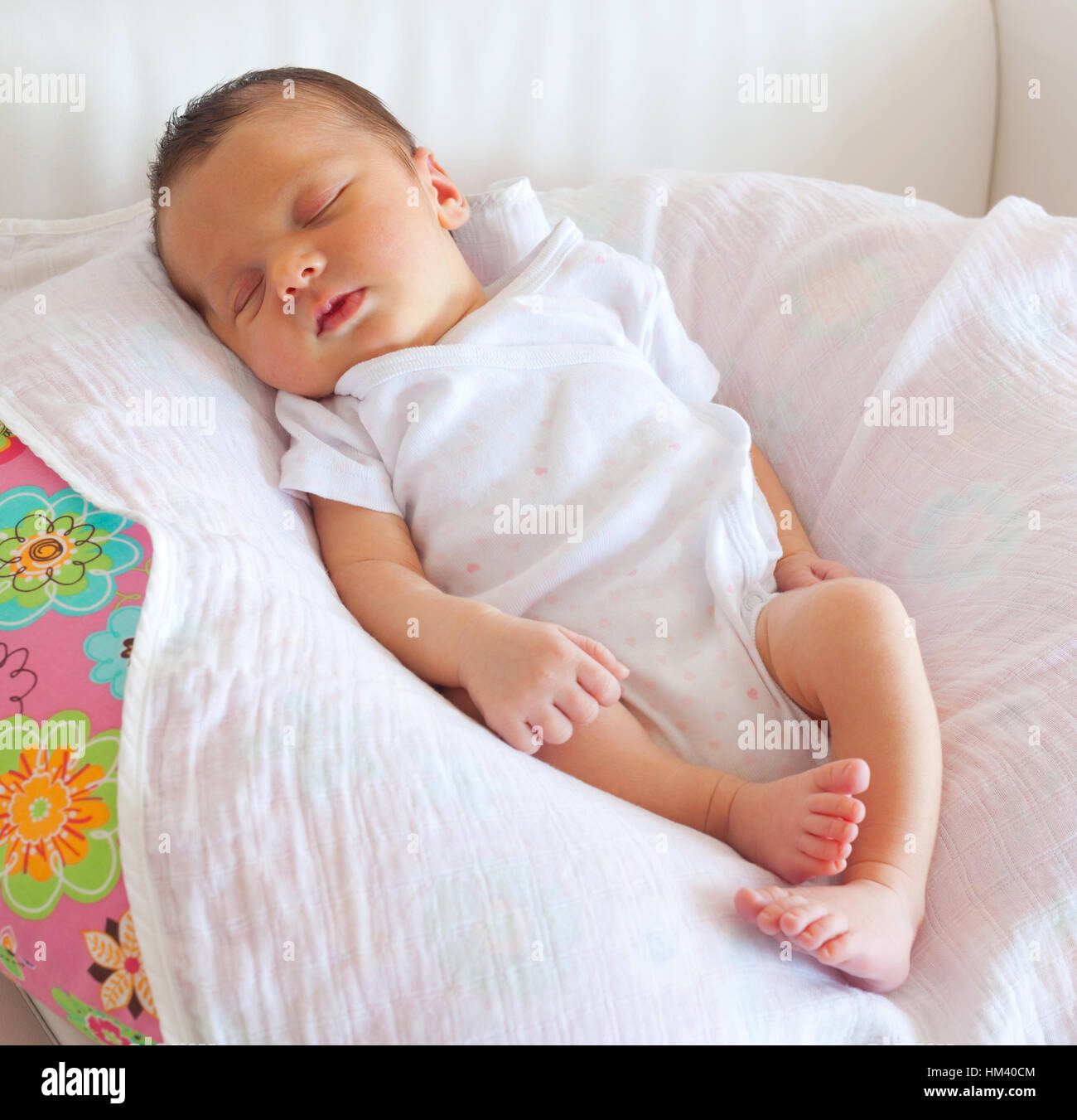 Portrait of sleeping newborn baby girl Stock Photo - Alamy