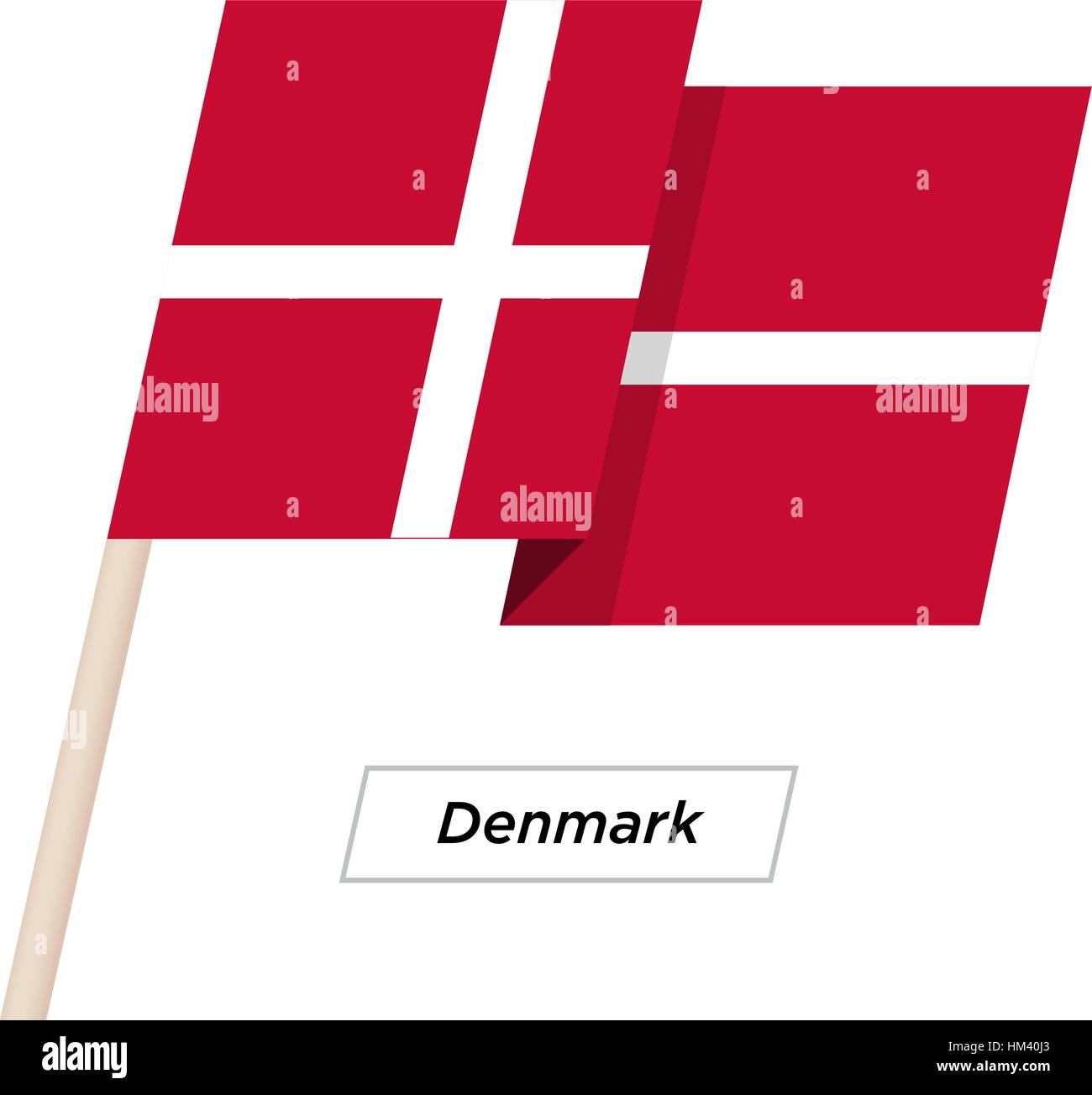 Denmark Ribbon Waving Flag Isolated on White. Vector Illustration. Stock Vector