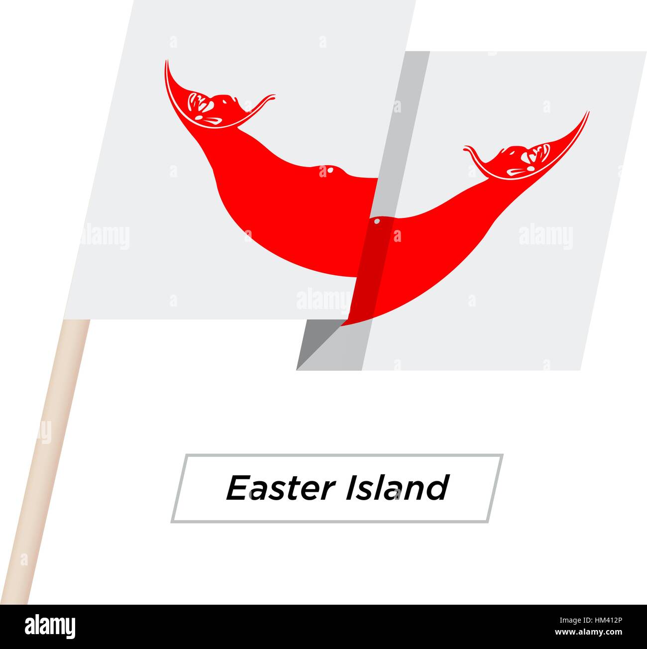 Easter Island Ribbon Waving Flag Isolated on White. Vector Illustration