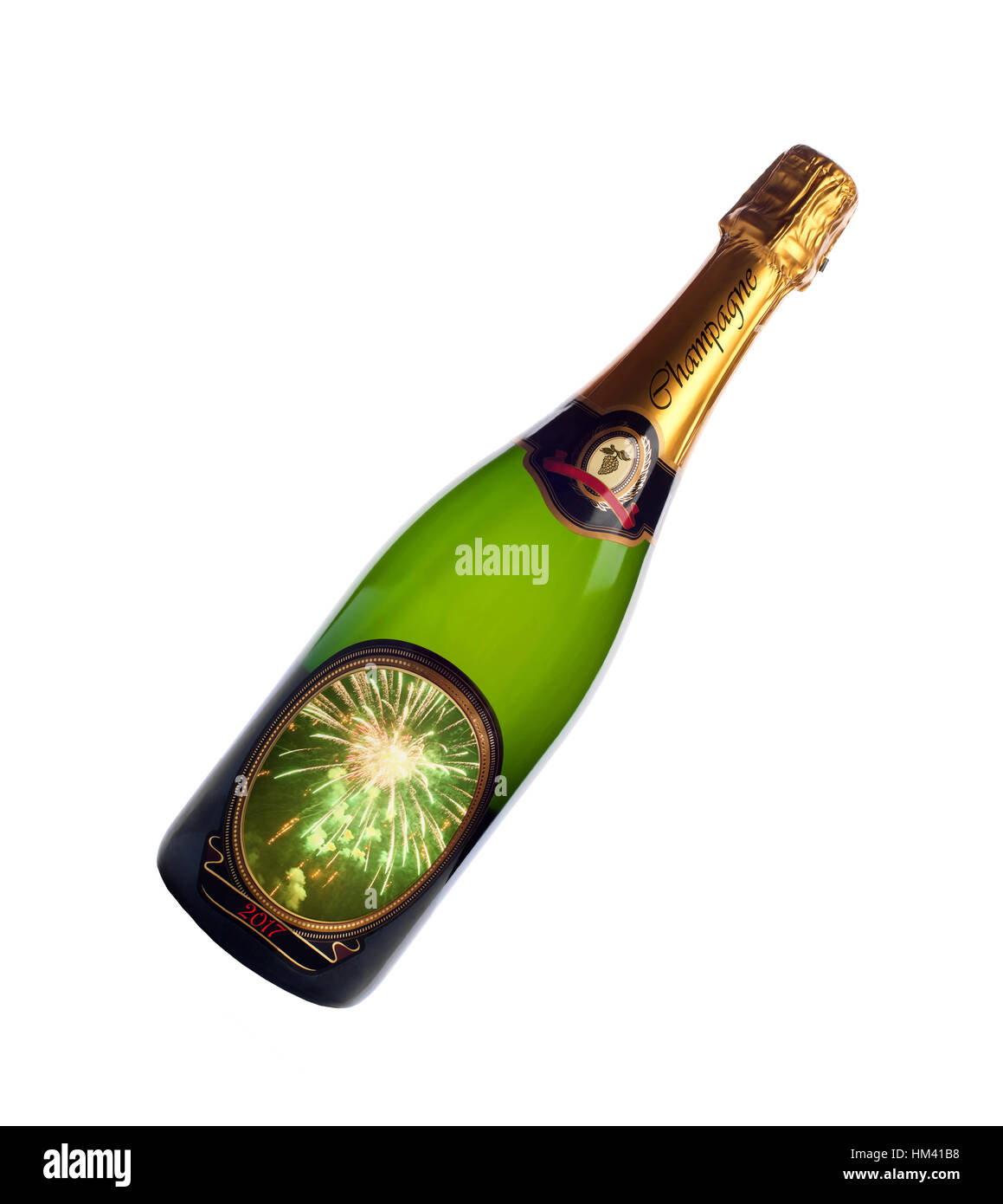 Bottle of champagne for 2017 new year on white background Stock Photo ...