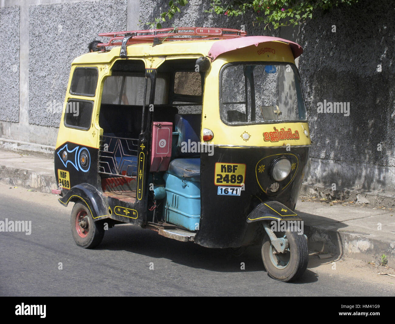 Auto Rickshaw on roadside. Cochin, Kerala, India. Stock Photo