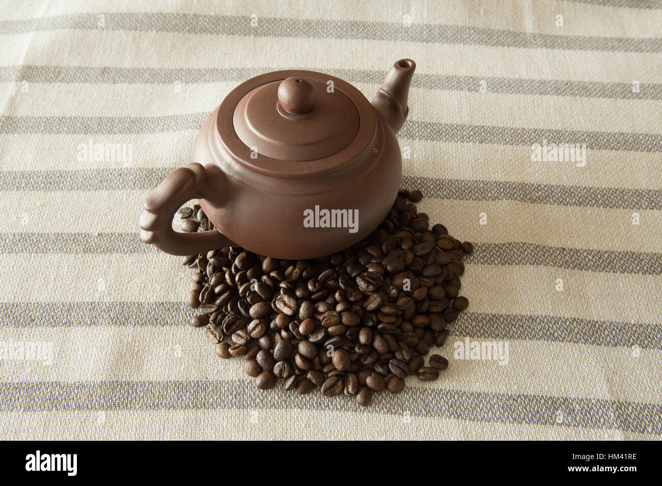 Coffee beans with pot Stock Photo