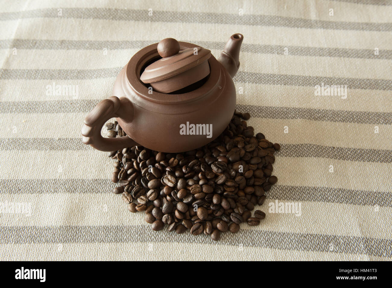 Coffee beans with pot Stock Photo