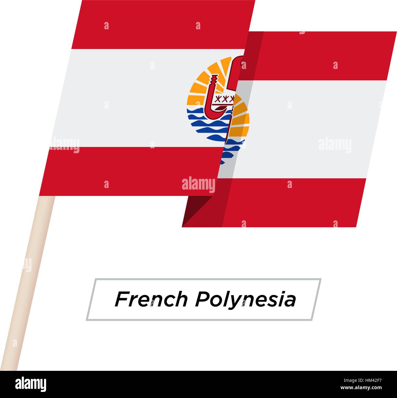 French Polynesia Ribbon Waving Flag Isolated on White. Vector Illustration. Stock Vector