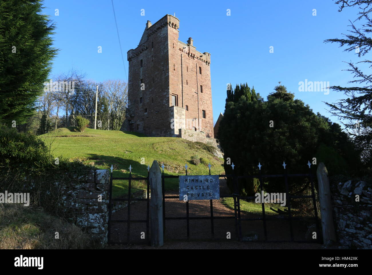 Exterior of Kinnaird Castle Perthshire Scotland January 2017 Stock