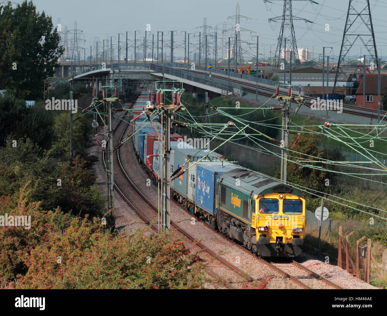 66505 working a freightliner train near Purfleet on the 21st September 2010. Stock Photo