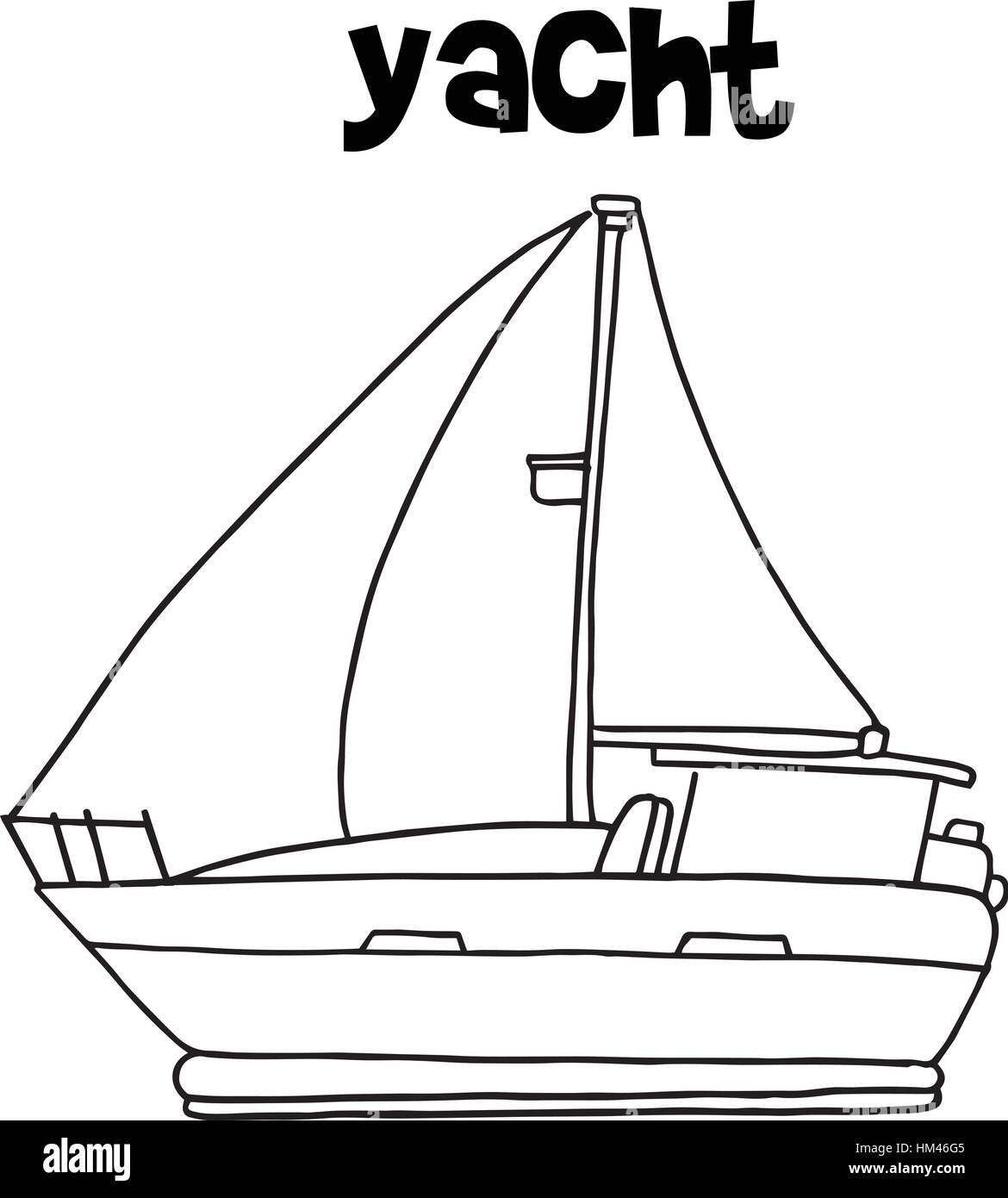 Hand Drawn Sketch Yacht Vector illustration Stock Vector Image & Art - Alamy